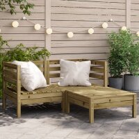 vidaXL Gartensofa 2-Sitzer mit Hocker Kiefernholz Impr&auml;gniert