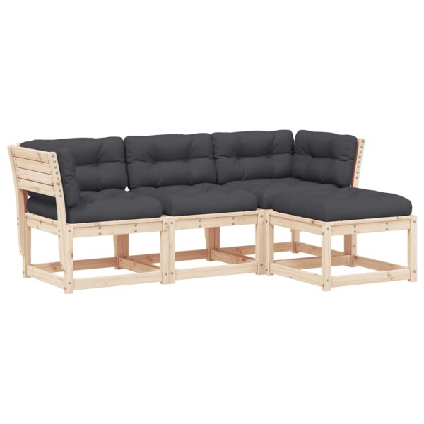 vidaXL 4-tlg. Garten-Lounge-Set mit Kissen Massivholz Kiefer