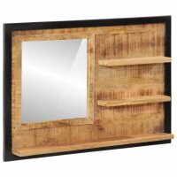 vidaXL Spiegel mit Ablagen 80x8x55 cm Glas und Massivholz...