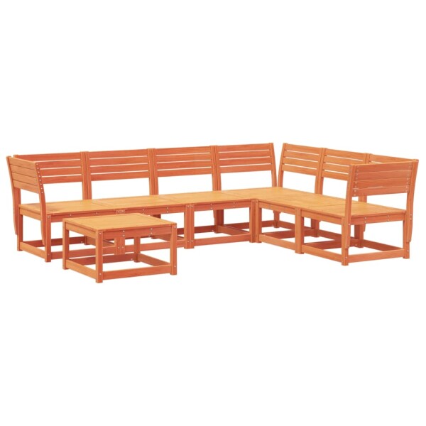 vidaXL 7-tlg. Garten-Lounge-Set Wachsbraun Massivholz Kiefer