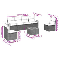 vidaXL 7-tlg. Garten-Sofagarnitur mit Kissen Grau Poly Rattan