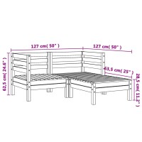 vidaXL Gartensofa 2-Sitzer mit Hocker Massivholz Kiefer