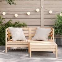 vidaXL Gartensofa 2-Sitzer mit Hocker Massivholz Kiefer