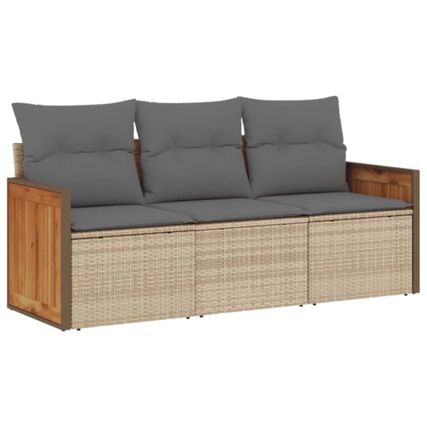 vidaXL 3-tlg. Garten-Sofagarnitur mit Kissen Beige Poly Rattan