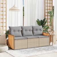 vidaXL 3-tlg. Garten-Sofagarnitur mit Kissen Beige Poly...