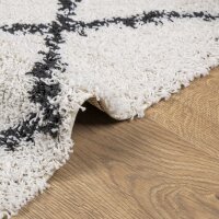 vidaXL Teppich Shaggy Hochflor Modern Creme und Schwarz 160x230 cm