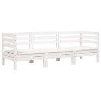 vidaXL Gartensofa 3-Sitzer Wei&szlig; Massivholz Kiefer