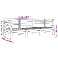 vidaXL Gartensofa 3-Sitzer Wei&szlig; Massivholz Kiefer