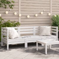 vidaXL Gartensofa 3-Sitzer Wei&szlig; Massivholz Kiefer