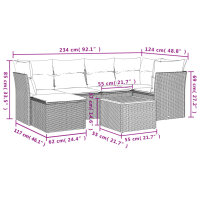 vidaXL 7-tlg. Garten-Sofagarnitur mit Kissen Grau Poly Rattan