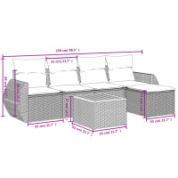 vidaXL 6-tlg. Garten-Sofagarnitur mit Kissen Schwarz Poly Rattan