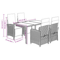 vidaXL 5-tlg. Garten-Essgruppe mit Kissen Schwarz Poly Rattan