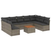 vidaXL 10-tlg. Garten-Sofagarnitur mit Kissen Grau Poly...