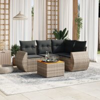 vidaXL 5-tlg. Garten-Sofagarnitur mit Kissen Grau Poly...