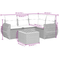 vidaXL 5-tlg. Garten-Sofagarnitur mit Kissen Grau Poly Rattan