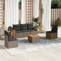 vidaXL 6-tlg. Garten-Sofagarnitur mit Kissen Grau Poly...