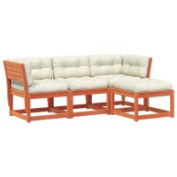 vidaXL 4tlg. Garten-Lounge-Set mit Kissen Wachsbraun...