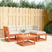 vidaXL 4tlg. Garten-Lounge-Set mit Kissen Wachsbraun...