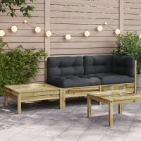 vidaXL Gartensofa mit Kissen und Fu&szlig;hocker Kiefernholz Impr&auml;gniert