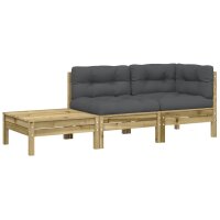 vidaXL Gartensofa mit Kissen und Fu&szlig;hocker Kiefernholz Impr&auml;gniert