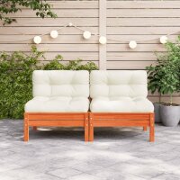 vidaXL Gartensofa ohne Armlehnen mit Kissen Wachsbraun Kiefernholz