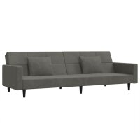 vidaXL Schlafsofa 2-Sitzer mit 2 Kissen Dunkelgrau Samt