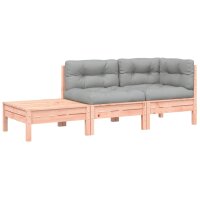 vidaXL Gartensofa mit Kissen und Fu&szlig;hocker Massivholz Douglasie