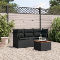 vidaXL 4-tlg. Garten-Sofagarnitur mit Kissen Schwarz Poly...