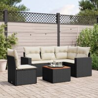 vidaXL 6-tlg. Garten-Sofagarnitur mit Kissen Schwarz Poly...