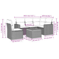 vidaXL 6-tlg. Garten-Sofagarnitur mit Kissen Schwarz Poly Rattan