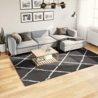 vidaXL Teppich Shaggy Hochflor Modern Schwarz und Creme...