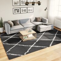 vidaXL Teppich Shaggy Hochflor Modern Schwarz und Creme...