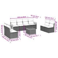 vidaXL 9-tlg. Garten-Sofagarnitur mit Kissen Schwarz Poly Rattan