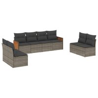 vidaXL 8-tlg. Garten-Sofagarnitur mit Kissen Grau Poly Rattan