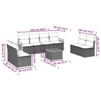 vidaXL 9-tlg. Garten-Sofagarnitur mit Kissen Grau Poly Rattan