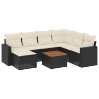 vidaXL 8-tlg. Garten-Sofagarnitur mit Kissen Schwarz Poly Rattan