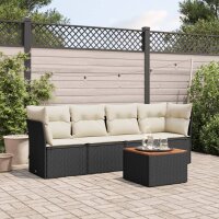 vidaXL 5-tlg. Garten-Sofagarnitur mit Kissen Schwarz Poly Rattan