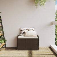 vidaXL Sitzbank mit Stauraum &amp; Kissen Braun 80x51x52 cm Poly Rattan