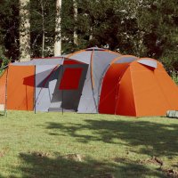 vidaXL Campingzelt 12 Personen Grau & Orange...