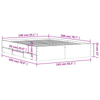 vidaXL Bettgestell mit Schubladen Grau Sonoma 140x200 cm Holzwerkstoff