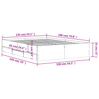 vidaXL Bettgestell mit Schubladen Wei&szlig; 135 x 190 cm Holzwerkstoff