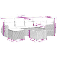 vidaXL 7-tlg. Garten-Sofagarnitur mit Kissen Grau Poly Rattan