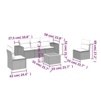 vidaXL 6-tlg. Garten-Sofagarnitur mit Kissen Schwarz Poly Rattan