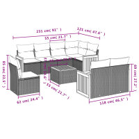 vidaXL 9-tlg. Garten-Sofagarnitur mit Kissen Grau Poly Rattan