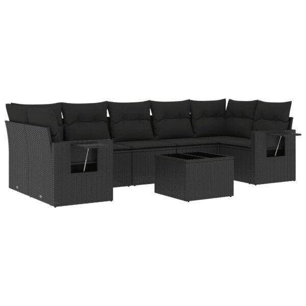 vidaXL 8-tlg. Garten-Sofagarnitur mit Kissen Schwarz Poly Rattan