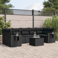 vidaXL 8-tlg. Garten-Sofagarnitur mit Kissen Schwarz Poly...