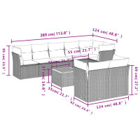 vidaXL 9-tlg. Garten-Sofagarnitur mit Kissen Schwarz Poly Rattan