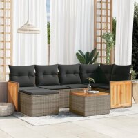 vidaXL 7-tlg. Garten-Sofagarnitur mit Kissen Grau Poly...