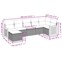 vidaXL 7-tlg. Garten-Sofagarnitur mit Kissen Grau Poly Rattan