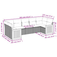 vidaXL 7-tlg. Garten-Sofagarnitur mit Kissen Schwarz Poly Rattan